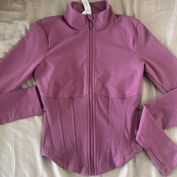 ALO Airbrush Corset Full Zip Jacket, Soft Mulberry, XS - Picture 5 of 10